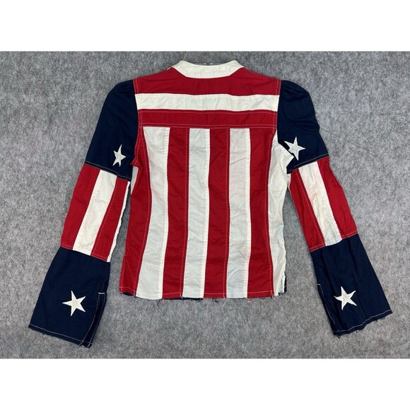 VTG Tommy Hilfiger Jeans Women's American US Flag Stars & Stripes Shirt Sz M - Picture 3 of 9